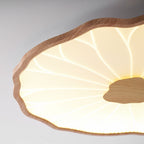 Loftlampe Lotusblad, træstruktur akryl, integreret LED, indbygget montage