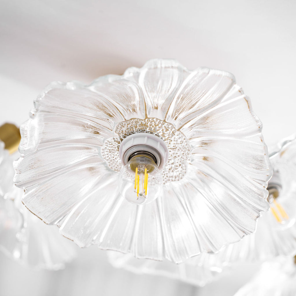 Ceiling Light, Frosted Leaf Glass Shades, Gold, E27, Lotus Leaf