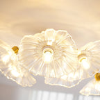 Ceiling Light, Frosted Leaf Glass Shades, Gold, E27, Lotus Leaf
