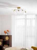 Ceiling Light, Frosted Leaf Glass Shades, Gold, E27, Lotus Leaf