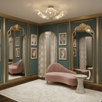 Pink frosted leaf glass ceiling light with gold hardware