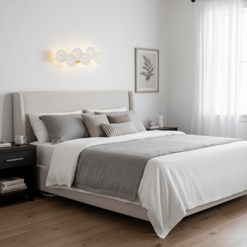 Lotus petal wall lamp with stacked white ceramic heads