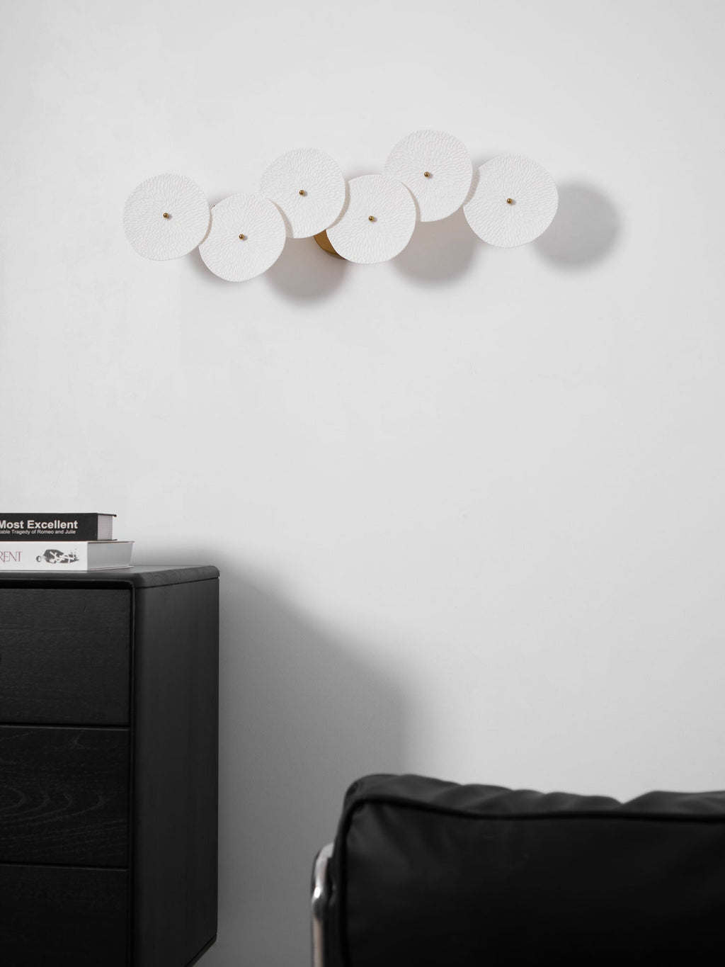Wall Sconce, White Ceramic Lotus Petals, Gold Spine, G4 Hardwired