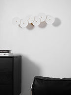 Wall Sconce, White Ceramic Lotus Petals, Gold Spine, G4 Hardwired
