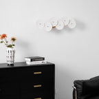 Wall Sconce, White Ceramic Lotus Petals, Gold Spine, G4 Hardwired