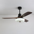 Lotus Bloom ceiling fan light shown with blades and fabric shade