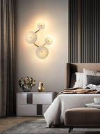 Wall Sconce, White Ceramic Lotus Petals, Gold Spine, G4 Hardwired