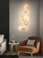 Wall Sconce, White Ceramic Lotus Petals, Gold Spine, G4 Hardwired