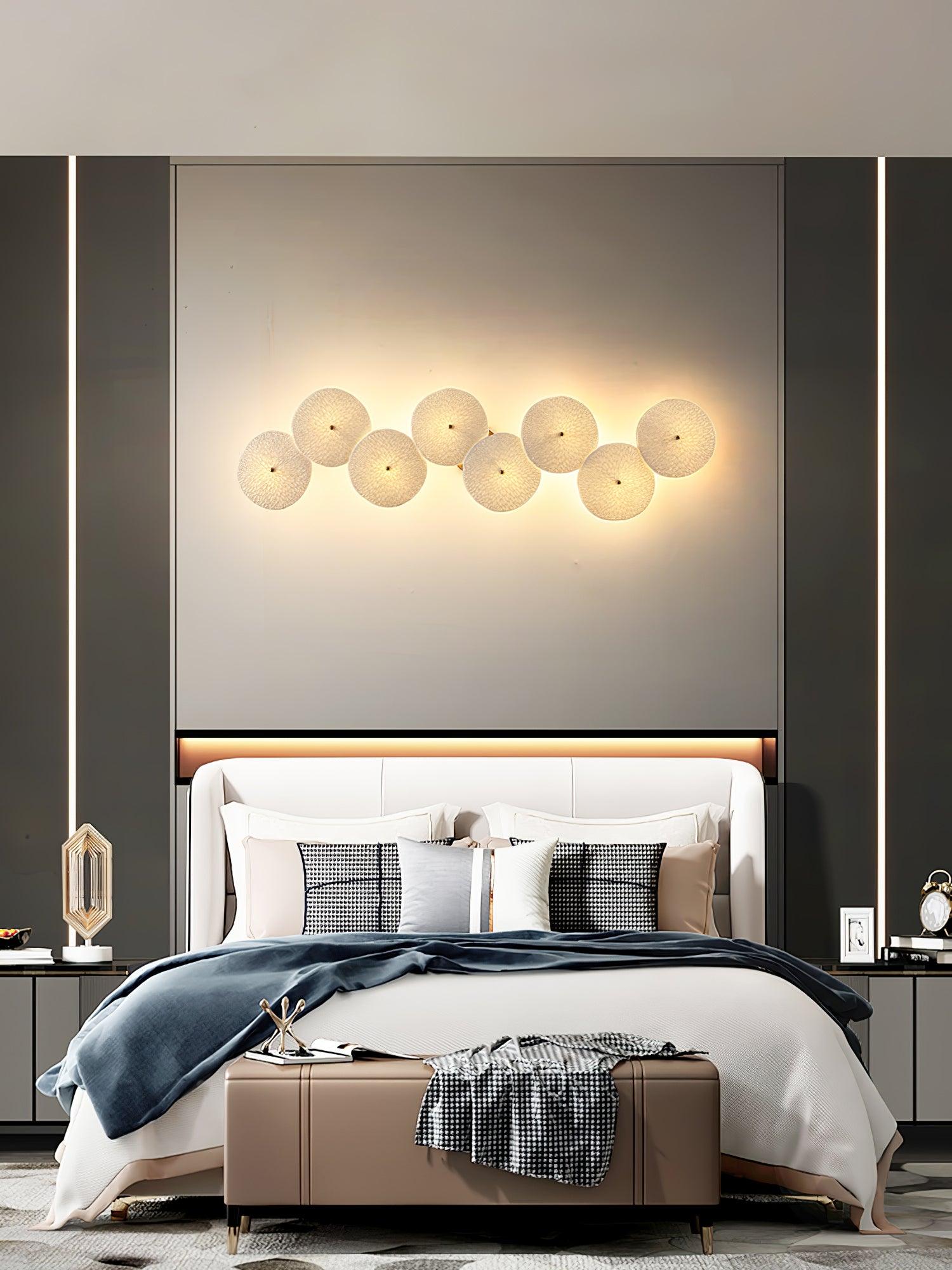 Wall Sconce, White Ceramic Lotus Petals, Gold Spine, G4 Hardwired
