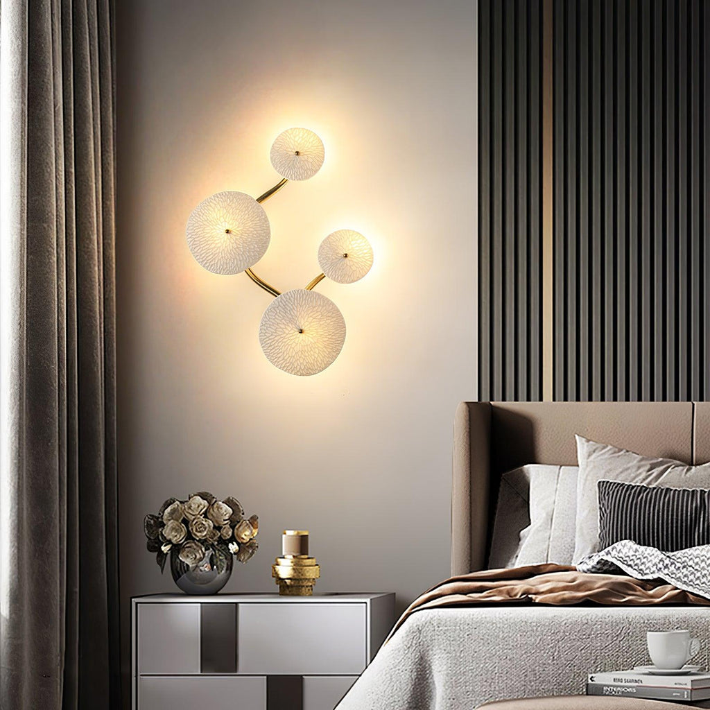 Olivia Ceramic Wall Sconce, Cascading Lotus-Petal Design, G4 Bulb