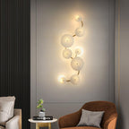 Wall Sconce, White Ceramic Lotus Petals, Gold Spine, G4 Hardwired
