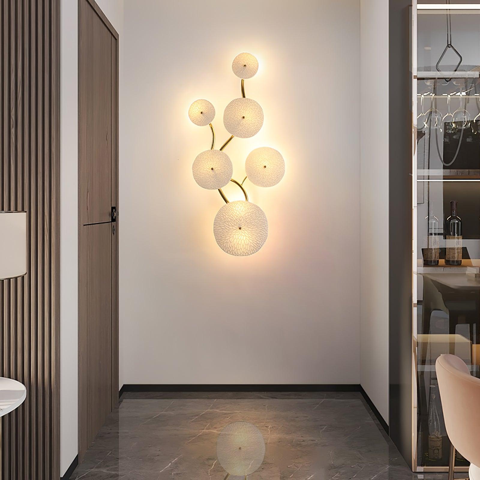 Olivia Ceramic Wall Sconce, Cascading Lotus-Petal Design, G4 Bulb