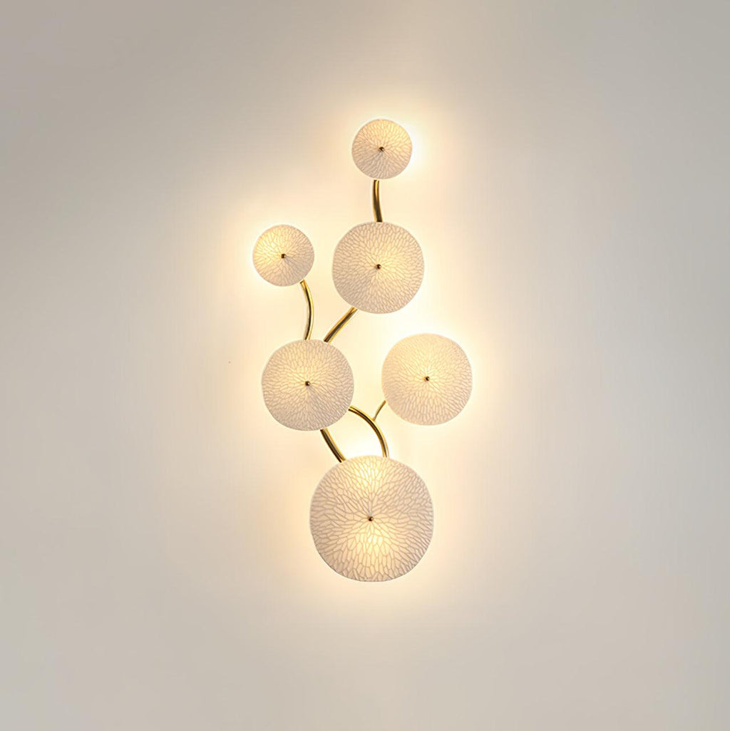 Olivia Ceramic Wall Sconce, Cascading Lotus-Petal Design, G4 Bulb