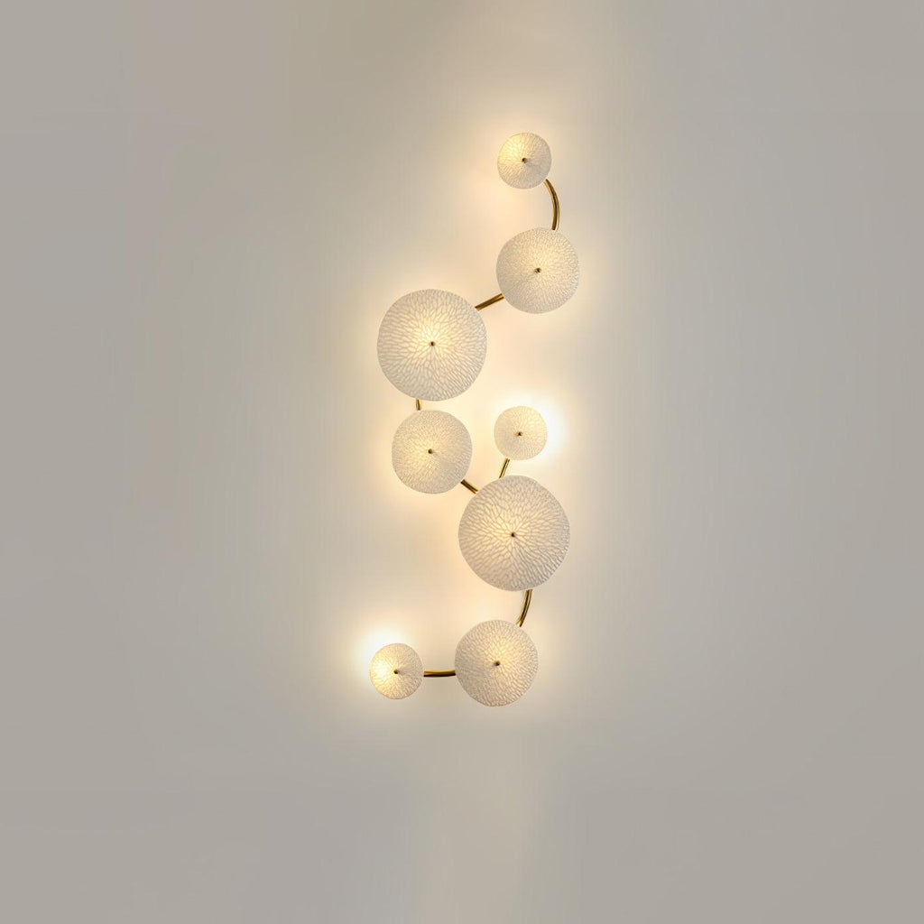 Olivia Ceramic Wall Sconce, Cascading Lotus-Petal Design, G4 Bulb