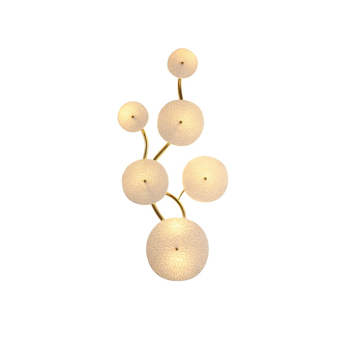 Olivia Ceramic Wall Sconce, Cascading Lotus-Petal Design, G4 Bulb