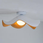 Black and walnut lotus leaf ceiling light mounted on a ceiling