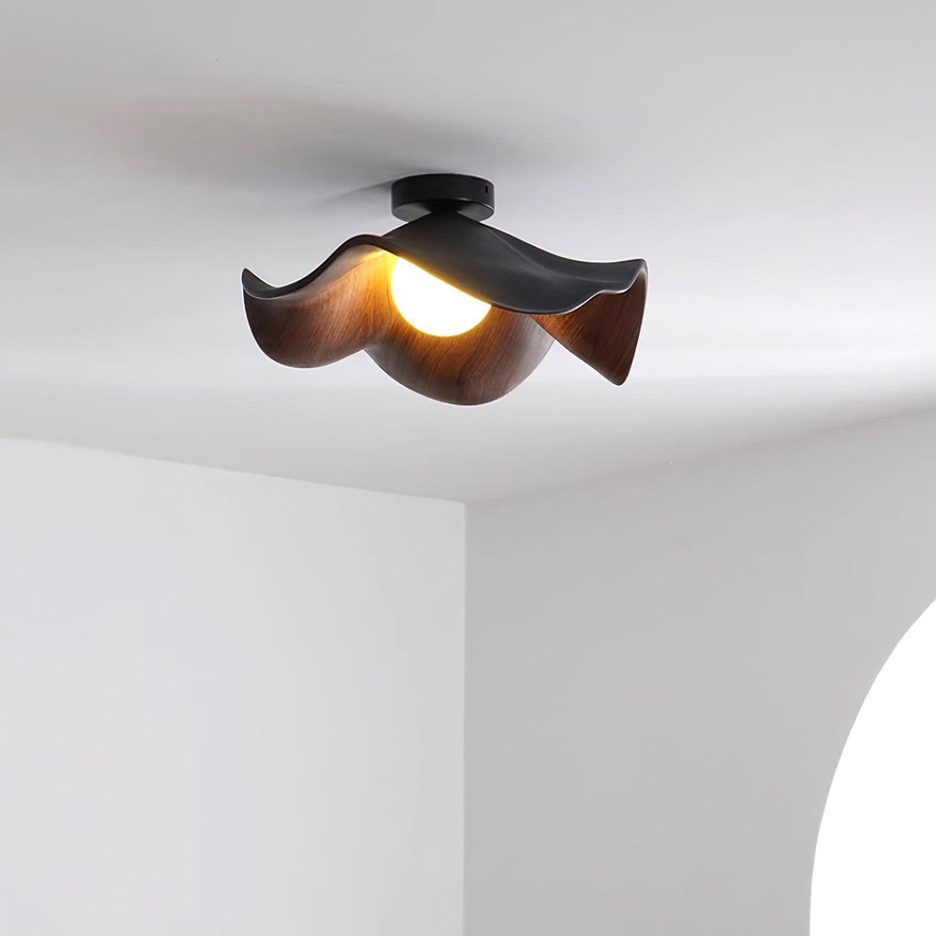 Layered leaf flush mount ceiling light with white shade detail