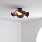 Layered leaf flush mount ceiling light with white shade detail