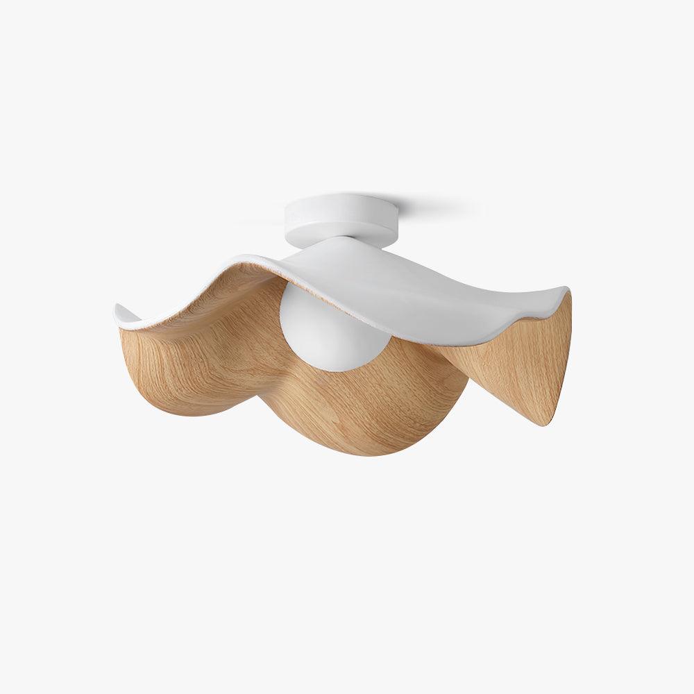 Lotus leaf flush mount ceiling light with white shade on ceiling