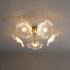 Ceiling Light, Frosted Leaf Glass Shades, Gold, E27, Lotus Leaf