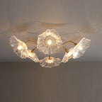 Ceiling Light, Frosted Leaf Glass Shades, Gold, E27, Lotus Leaf