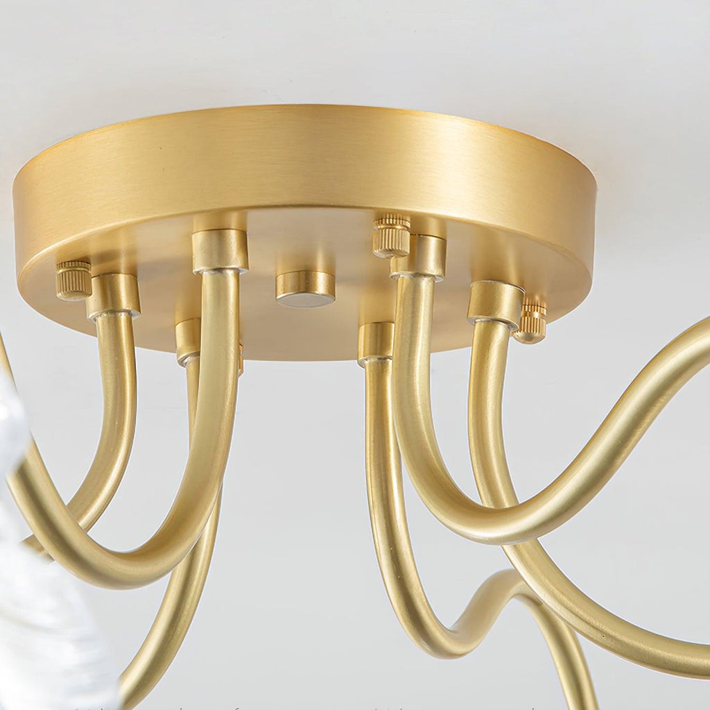 Ceiling Light, Frosted Leaf Glass Shades, Gold, E27, Lotus Leaf