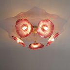 Ceiling Light, Frosted Leaf Glass Shades, Gold, E27, Lotus Leaf