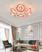 Ceiling Light, Frosted Leaf Glass Shades, Gold, E27, Lotus Leaf