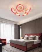 Ceiling Light, Frosted Leaf Glass Shades, Gold, E27, Lotus Leaf