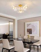 Ceiling Light, Frosted Leaf Glass Shades, Gold, E27, Lotus Leaf