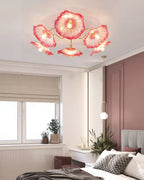 Ceiling Light, Frosted Leaf Glass Shades, Gold, E27, Lotus Leaf