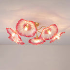 Ceiling Light, Frosted Leaf Glass Shades, Gold, E27, Lotus Leaf