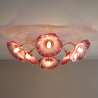 Ceiling Light, Frosted Leaf Glass Shades, Gold, E27, Lotus Leaf