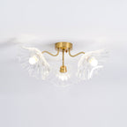 Ceiling Light, Frosted Leaf Glass Shades, Gold, E27, Lotus Leaf