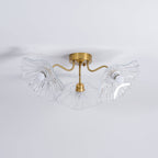 Ceiling Light, Frosted Leaf Glass Shades, Gold, E27, Lotus Leaf