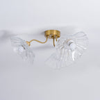 Ceiling Light, Frosted Leaf Glass Shades, Gold, E27, Lotus Leaf