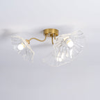 Ceiling Light, Frosted Leaf Glass Shades, Gold, E27, Lotus Leaf