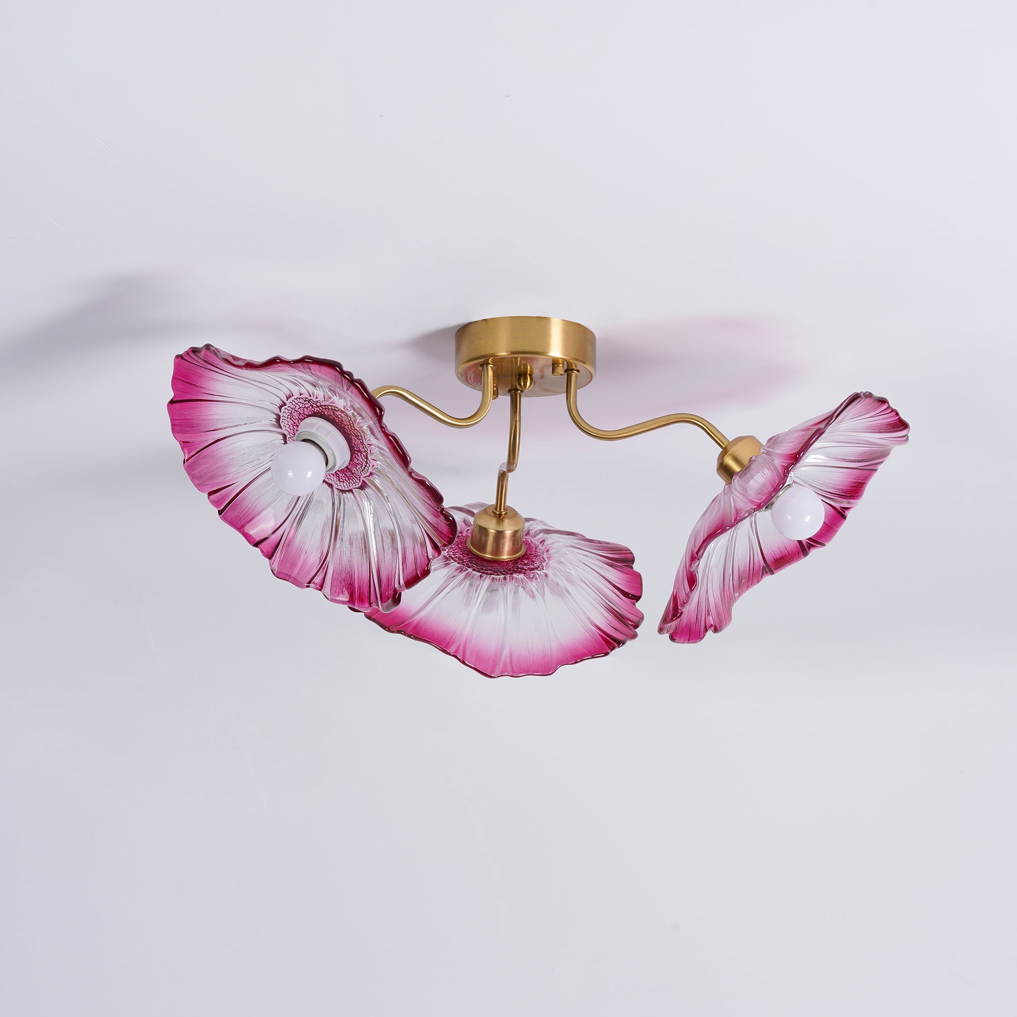 Ceiling Light, Frosted Leaf Glass Shades, Gold, E27, Lotus Leaf