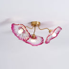 Ceiling Light, Frosted Leaf Glass Shades, Gold, E27, Lotus Leaf