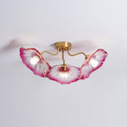 Ceiling Light, Frosted Leaf Glass Shades, Gold, E27, Lotus Leaf
