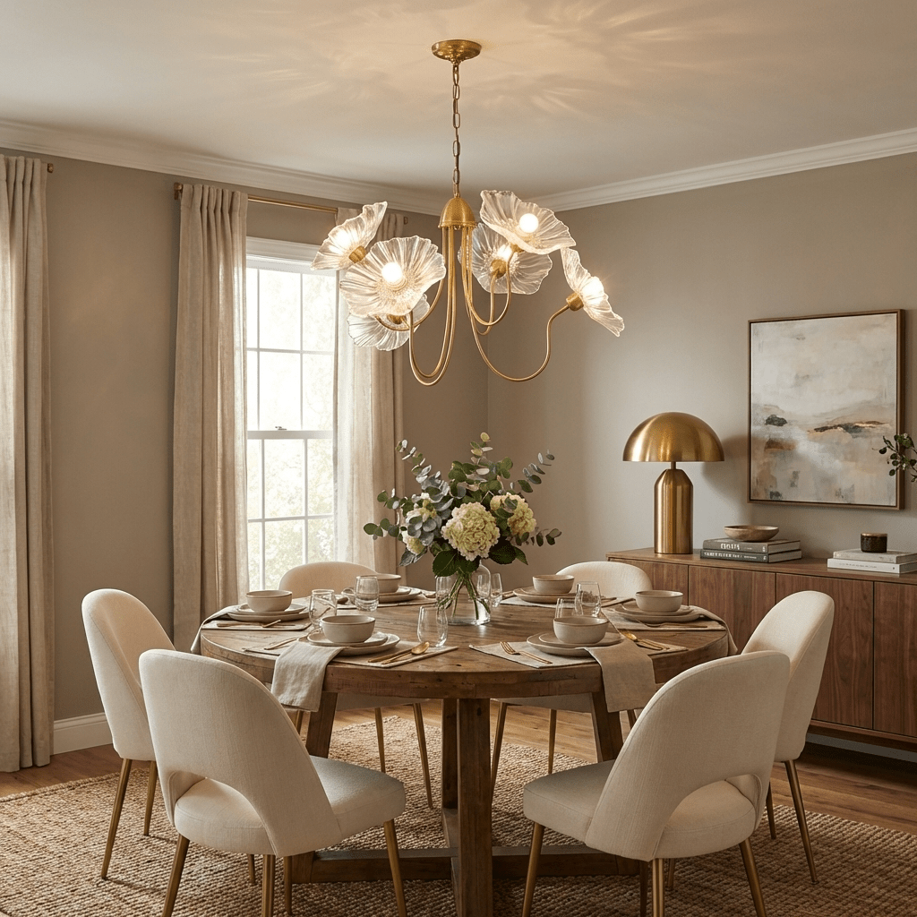 Frosted leaf glass chandelier on a gold metal frame