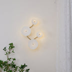 Wall Sconce, White Ceramic Lotus Petals, Gold Spine, G4 Hardwired