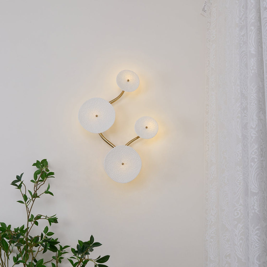 Olivia Ceramic Wall Sconce, Cascading Lotus-Petal Design, G4 Bulb