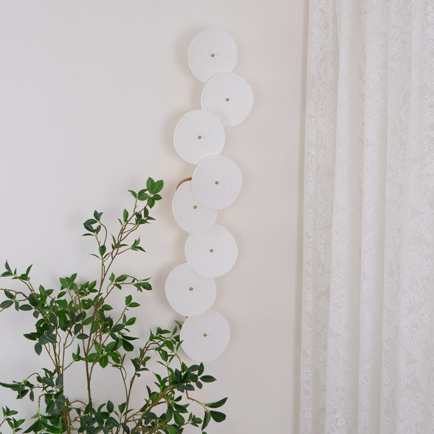 Wall Sconce, White Ceramic Lotus Petals, Gold Spine, G4 Hardwired
