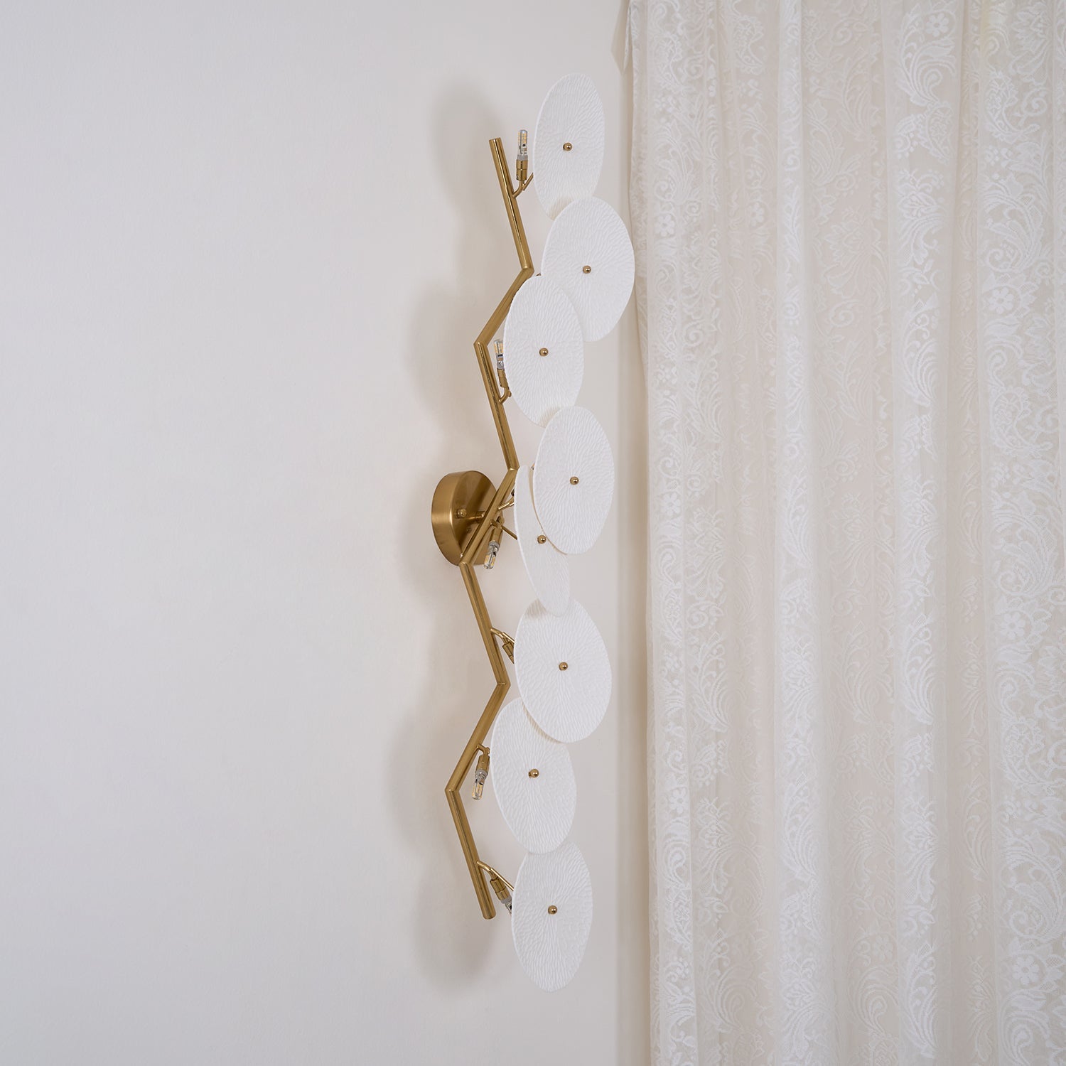 Olivia Ceramic Wall Sconce, Cascading Lotus-Petal Design, G4 Bulb