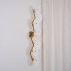 Wall Sconce, White Ceramic Lotus Petals, Gold Spine, G4 Hardwired