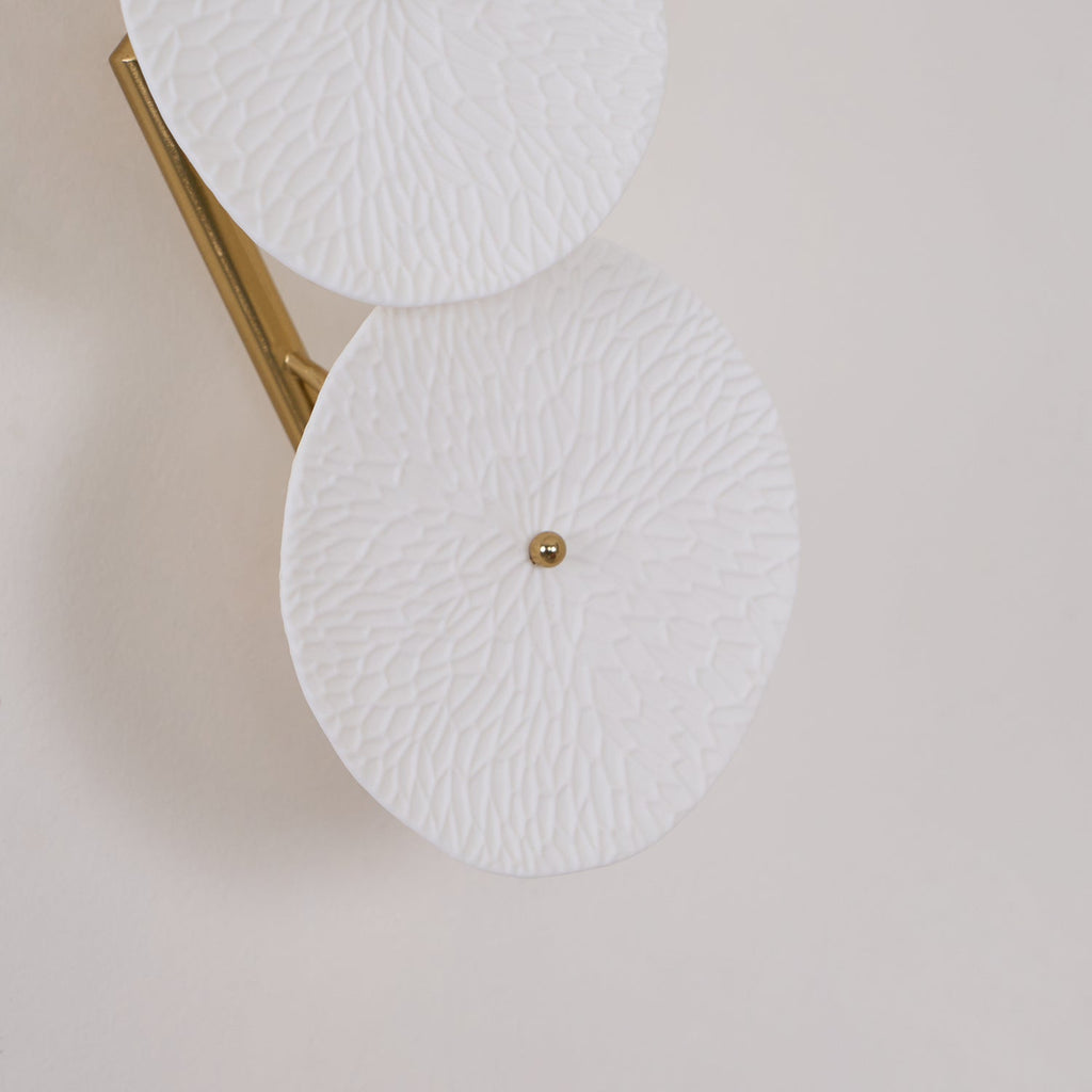 Olivia Ceramic Wall Sconce, Cascading Lotus-Petal Design, G4 Bulb