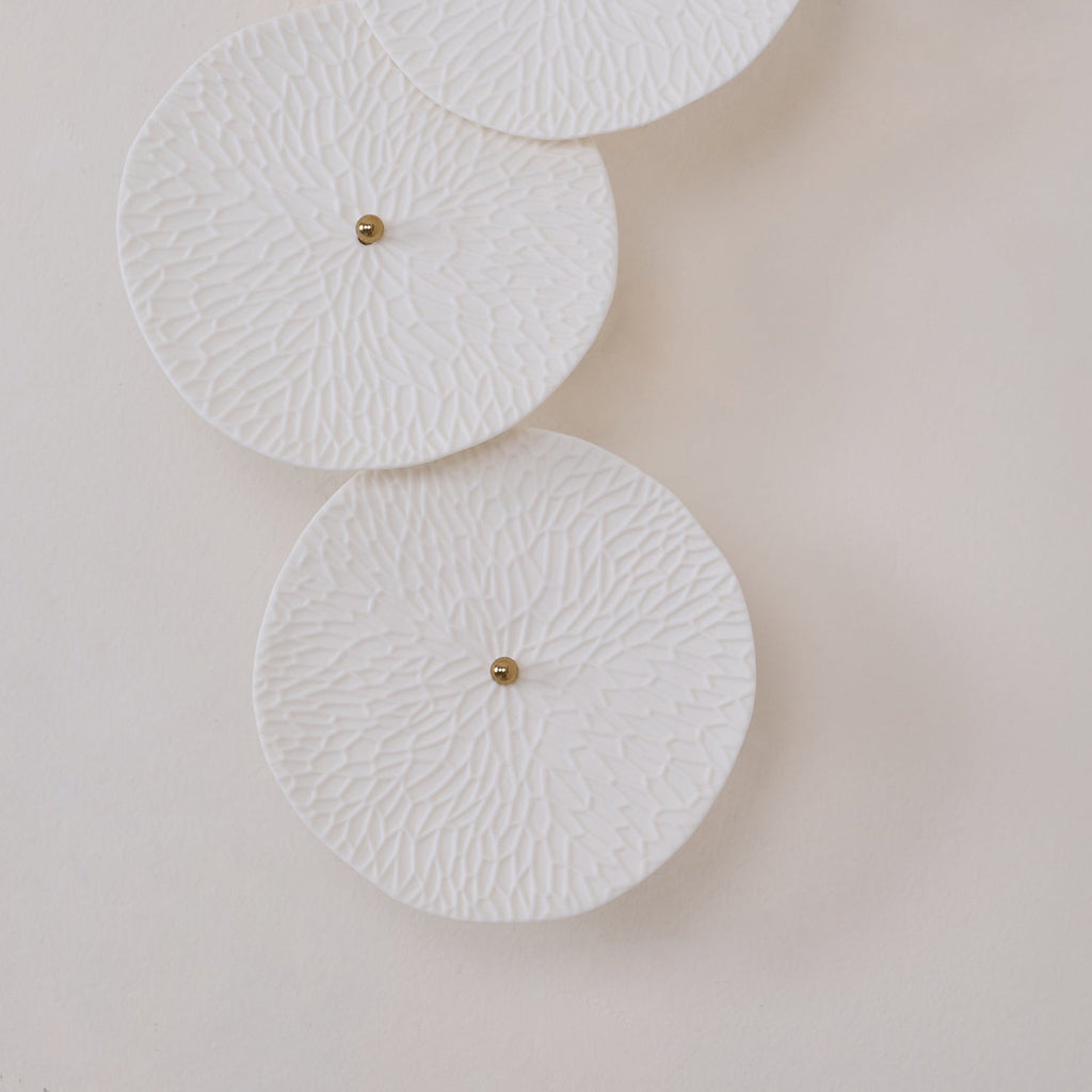 Olivia Ceramic Wall Sconce, Cascading Lotus-Petal Design, G4 Bulb