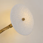 Wall Sconce, White Ceramic Lotus Petals, Gold Spine, G4 Hardwired