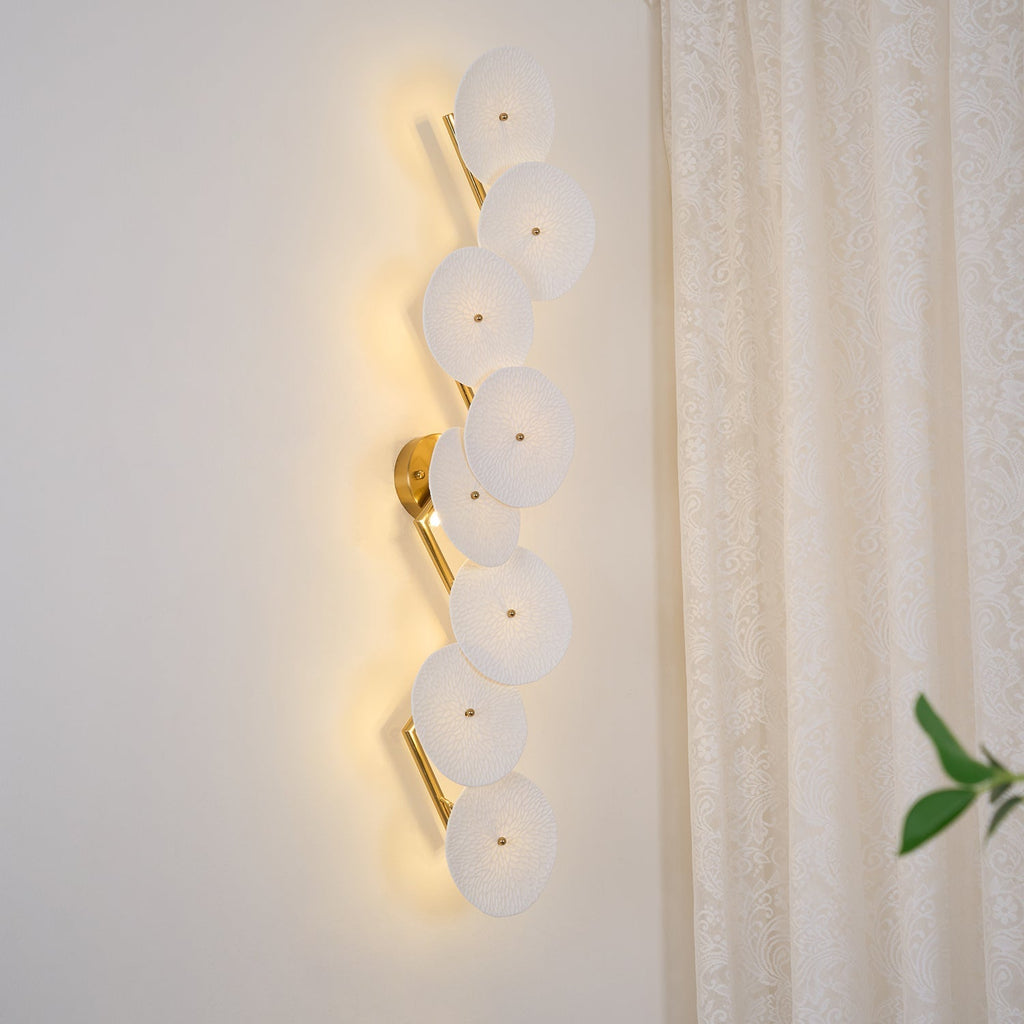Olivia Ceramic Wall Sconce, Cascading Lotus-Petal Design, G4 Bulb
